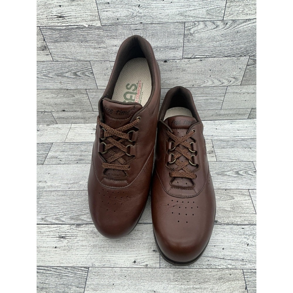 SAS Free Time Shoes Womens Size 8.5 M Brown Leather Walking Comfort Made‎ USA
